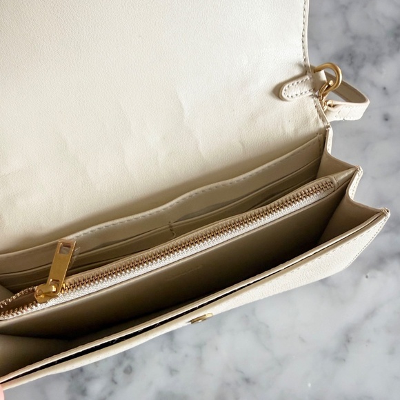 Quince Italian Leather Wallet Crossbody Purse Cream Minimalist Handbag - Picture 7 of 11